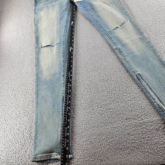 mnml Jeans Mens 31 Blue M6 Stretch Denim Distressed Zipper Ankle Slim Fit - Picture 11 of 16